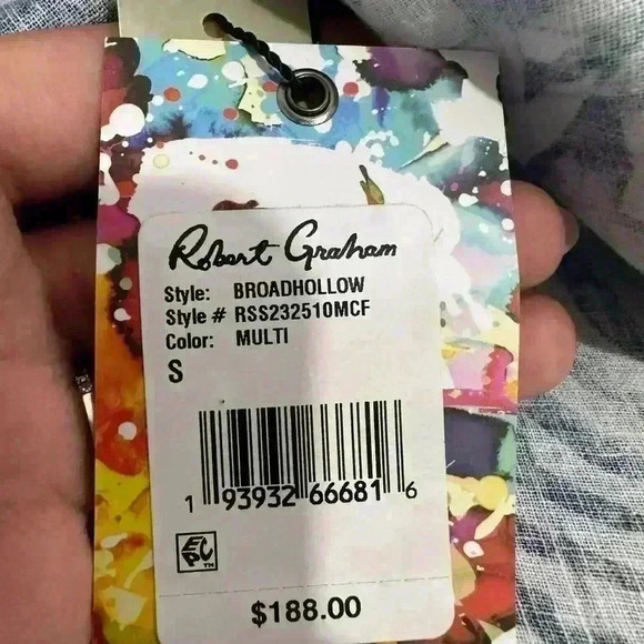 Robert Graham Men's Broadhollow Blue White Floral Short Sleeve Shirt Small NWT - Picture 5 of 5